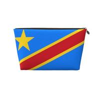 Beauty case da viaggio in pelle dorata, borsa riutilizzabile con stampa bandiera del Congo, kit da barba per uso quotidiano, vacanze, Oro, taglia unica