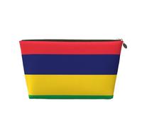 Beauty case da viaggio in pelle dorata, borsa riutilizzabile con stampa bandiera delle Mauritius, kit da barba per uso quotidiano, vacanze, Oro, taglia unica