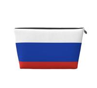 Beauty case da viaggio in pelle dorata, borsa riutilizzabile con stampa bandiera russa, kit da barba per uso quotidiano, vacanze, Argento, taglia unica