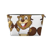 Beauty case da viaggio in pelle dorata - Borsa riutilizzabile con stampa castoro Naughty Beaver, kit da barba per uso quotidiano, vacanze, Oro, taglia unica