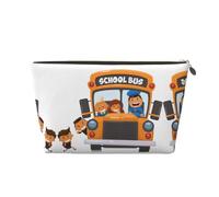 Beauty case da viaggio in pelle dorata, borsa riutilizzabile con stampa di scuolabus, kit da barba per uso quotidiano, vacanze, Oro, taglia unica