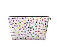 Beauty case da viaggio in pelle dorata, con impronte di zampe, organizer per cosmetici e trucchi, per uso quotidiano e da viaggio, Argento, taglia unica