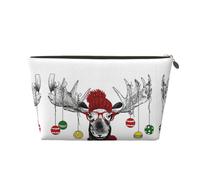 Beauty case da viaggio in pelle dorata, riutilizzabile, con divertente stampa di alci, kit da toeletta per uso quotidiano, vacanze, Oro, taglia unica