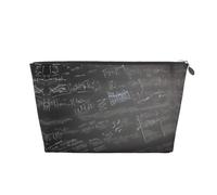 Beauty case da viaggio in pelle dorata, riutilizzabile, con simboli matematici, stampa con motivi di cosmetici, organizer per trucchi, borsa morbida portatile, Argento, taglia unica