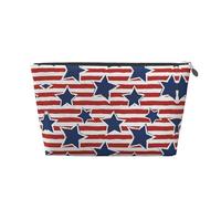 Beauty case da viaggio in pelle dorata, riutilizzabile, con stampa a stelle rosse e bianche, kit da barba per uso quotidiano, vacanze, Argento, taglia unica