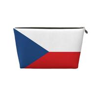 Beauty case da viaggio in pelle dorata, riutilizzabile, con stampa bandiera della Repubblica Ceca, kit da barba per uso quotidiano, vacanze, Oro, taglia unica