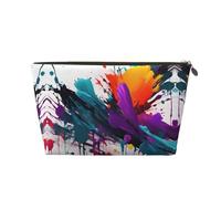 Beauty case da viaggio in pelle dorata, riutilizzabile, con stampa con schizzi di vernice, organizer per cosmetici e trucchi, borsa morbida portatile, Oro, taglia unica