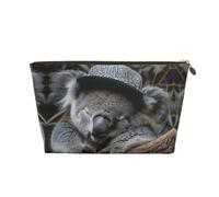 Beauty case da viaggio in pelle dorata, riutilizzabile, con stampa di koala addormentato, per cosmetici e trucchi, borsa portatile morbida, Oro, taglia unica