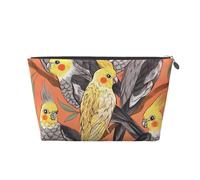 Beauty case da viaggio in pelle dorata, riutilizzabile, con stampa di piccoli calopsitte, kit da barba per uso quotidiano, vacanze, Argento, taglia unica