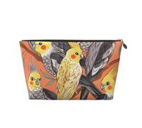 Beauty case da viaggio in pelle dorata, riutilizzabile, con stampa di piccoli calopsitte, kit da barba per uso quotidiano, vacanze, Oro, taglia unica