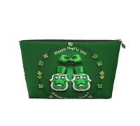 Beauty case da viaggio in pelle dorata, riutilizzabile, con stampa "Happy St. Patrick's Day", organizer per cosmetici e trucchi, borsa portatile morbida, Argento, taglia unica