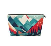 Beauty case da viaggio in pelle dorata, riutilizzabile, da viaggio, con stampa di paesaggi di montagna, astuccio organizer per cosmetici e trucchi, borsa portatile morbida, Oro, taglia unica