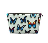 Beauty case da viaggio in pelle impermeabile con stampa di farfalle e violoncello per articoli da toeletta da donna, Oro, Taglia unica, Beauty case