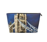 Beauty case da viaggio in pelle impermeabile con stampa Tower Bridge a Londra per articoli da toeletta, Oro, Taglia unica, Beauty case