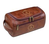Beauty case da viaggio in pelle personalizzato, con incisione personalizzata, regalo per testimoni dello sposo, testimone, festa del papà, compleanno, Marrone, Misura unica, Beauty case