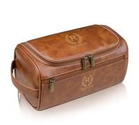 Beauty case da viaggio in pelle sintetica in poliuretano, kit da barba con incisione, astuccio personalizzato con cerniera, regalo per testimoni dello sposo, marito, papà, fidanzato