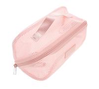 Beauty Case da Viaggio in Rete Rosa, Capienza Grande, con Scomparti | Trasparenza a Rete, Portatile per Uso Quotidiano, Accesso Rapido e Ordine Interno