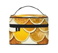 Beauty case da viaggio in scala dorata, organizer portatile per articoli da toeletta con scomparti con cerniera per spazzole, bottiglie e prodotti per la cura della pelle