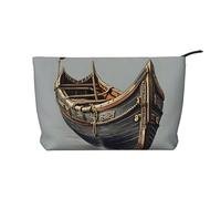 Beauty case da viaggio in velluto a coste con barche vichinghe, Nero , Taglia unica