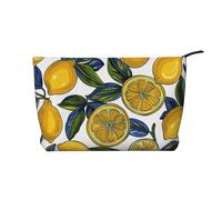 Beauty case da viaggio in velluto a coste con stampa Londra, trousse per cosmetici, trousse da toilette, organizer per donne, mamme e ragazze, Modello di frutta al limone, Taglia unica, Beauty case