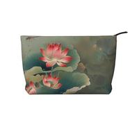 Beauty case da viaggio in velluto a coste con stampa Londra, trousse per cosmetici, trousse da toilette, organizer per donne, mamme e ragazze, Fiore di loto e libellula, Taglia unica, Beauty case