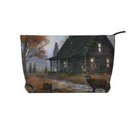 Beauty case da viaggio in velluto a coste stampato con vantaggio del cervello sinistro e destro, borsa per cosmetici, organizer per donne, mamme e ragazze, Casa Vacanze Cervo Caccia, Taglia unica