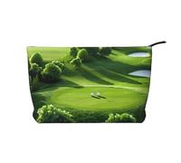 Beauty case da viaggio in velluto a coste stampato con vantaggio del cervello sinistro e destro, borsa per cosmetici, organizer per donne, mamme e ragazze, Campo da golf., Taglia unica, Beauty case