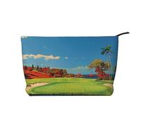 Beauty case da viaggio in velluto a coste stampato con vantaggio del cervello sinistro e destro, borsa per cosmetici, organizer per donne, mamme e ragazze, Campo da golf 1, Taglia unica, Beauty case