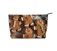 Beauty case da viaggio in velluto a coste stampato con vantaggio del cervello sinistro e destro, borsa per cosmetici, organizer per donne, mamme e ragazze, Biscotti di pan di zenzero, Taglia unica