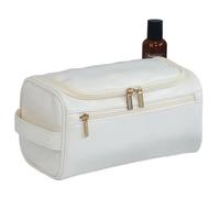 Beauty Case da Viaggio Men Vintage Luxury Toiletry Bag Travel Necessary Business Cosmetic Makeup Cases Male Hanging Storage Organizer Wash Bags(Beige-pu)