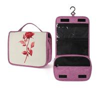 Beauty case da viaggio minimalista con rose rosse, da donna, organizer da appendere con gancio per shampoo