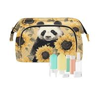 Beauty case da viaggio Panda nel mare girasoli borse cosmetiche di grande capacità per le donne, Multicolore, Taglia unica, casual