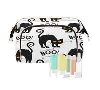 Beauty case da viaggio per cosmetici con gatto felice di Halloween per donne, uomini e ragazze, grazioso gattino impermeabile, organizer per cosmetici da viaggio, Multi, Beauty Case