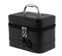 Beauty case da viaggio per cosmetici, organizer per articoli da toeletta con doppia apertura a cerniera per un facile accesso, portatile per viaggi, materiale in nylon e poliuretano, 20 x 12 x 13 cm,