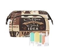 Beauty case da viaggio per cosmetici, poster moderno, argomenti di caffè, per donne, uomini e ragazze, borsa organizer per cosmetici retrò impermeabile per oggetti essenziali da viaggio, Multi, Beauty