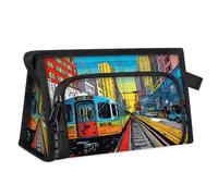 Beauty case da viaggio per donne e uomini acquerello Europa città metropolitana auto cosmetico sacchetto di lavaggio borsa da toilette articoli da toeletta borsa doccia organizer, Colore, L, Organizer