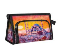 Beauty case da viaggio per donne e uomini, acquerello, paesaggi di città europea, borsa per cosmetici, articoli da toeletta, articoli da toeletta, borsa da doccia organizer, Colore, L, Organizer per
