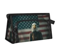 Beauty case da viaggio per donne e uomini, aquila, bandiera americana, beauty case, articoli da toeletta, borsa da doccia, organizer, Colore, L, Organizer per borse