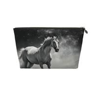 Beauty case da viaggio per donne e uomini borsa per il trucco con cavallo bianco e asteroidi borsa per cosmetici di grande capacità borsa organizer per cosmetici resistente all'acqua, Oro, Taglia