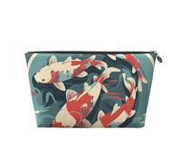 Beauty case da viaggio per donne e uomini borsa per il trucco con simbolo della carpa borsa per cosmetici di grande capacità borsa organizer cosmetica resistente all'acqua, Argento, Taglia unica,