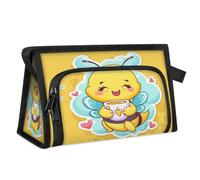 Beauty case da viaggio per donne e uomini, carino cartone animato ape, beauty case, articoli da toeletta, borsa da doccia organizer, Colore, L, Organizer per borse