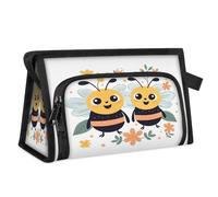 Beauty case da viaggio per donne e uomini, carino cartone animato ape fiore cosmetico sacchetto di lavaggio borsa da toilette articoli da toeletta borsa doccia organizer, Colore, L, Organizer per