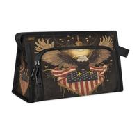 Beauty case da viaggio per donne e uomini, con aquila e bandiera americana, vintage, trousse per cosmetici, articoli da toeletta, articoli da toeletta, borsa da doccia organizer, Colore, L, Organizer