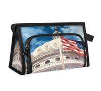 Beauty case da viaggio per donne e uomini, con bandiera americana, paesaggi USA, beauty case, articoli da toeletta, borsa da doccia organizer, Colore, L, Organizer per borse