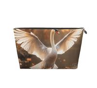 Beauty case da viaggio per donne e uomini con cigno allarga le ali borsa per il trucco borsa per cosmetici di grande capacità borsa organizer per cosmetici resistente all'acqua, Argento, Taglia unica,