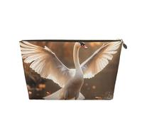 Beauty case da viaggio per donne e uomini con cigno allarga le ali borsa per il trucco borsa per cosmetici di grande capacità borsa organizer per cosmetici resistente all'acqua, Oro, Taglia unica,