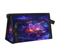Beauty case da viaggio per donne e uomini con farfalla incandescente di fuoco borsa per il lavaggio cosmetico borsa da toilette articoli da toeletta borsa da doccia organizer, Colore, L, Organizer per
