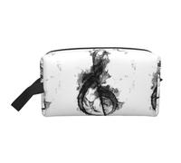 Beauty case da viaggio per donne e uomini, con stampa di musica nera fumo, organizer di grande capacità, per accessori, cosmetici, shampoo, pennelli ed elementi essenziali