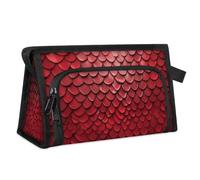 Beauty case da viaggio per donne e uomini, in pelle di serpente rossa, borsa per il lavaggio dei cosmetici, articoli da toeletta, articoli da toeletta, borsa da doccia organizer, Colore, L, Organizer