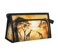 Beauty case da viaggio per donne e uomini, sole mattutino, foresta africana, giraffa, trousse per cosmetici, articoli da toeletta, articoli da toeletta, borsa da doccia organizer, Colore, L, Organizer